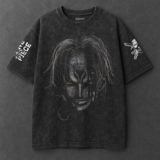 One Piece Oversized Urban Black Washed T-Shirt
