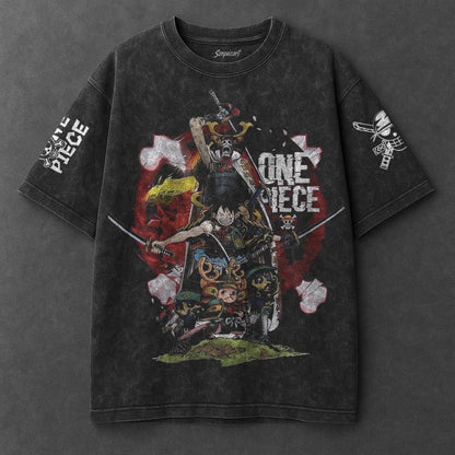 One Piece Oversized Crisp Black Washed T-Shirt