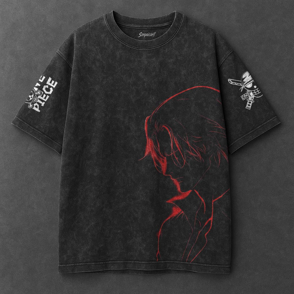 One Piece Oversized Clean Black Washed T-Shirt