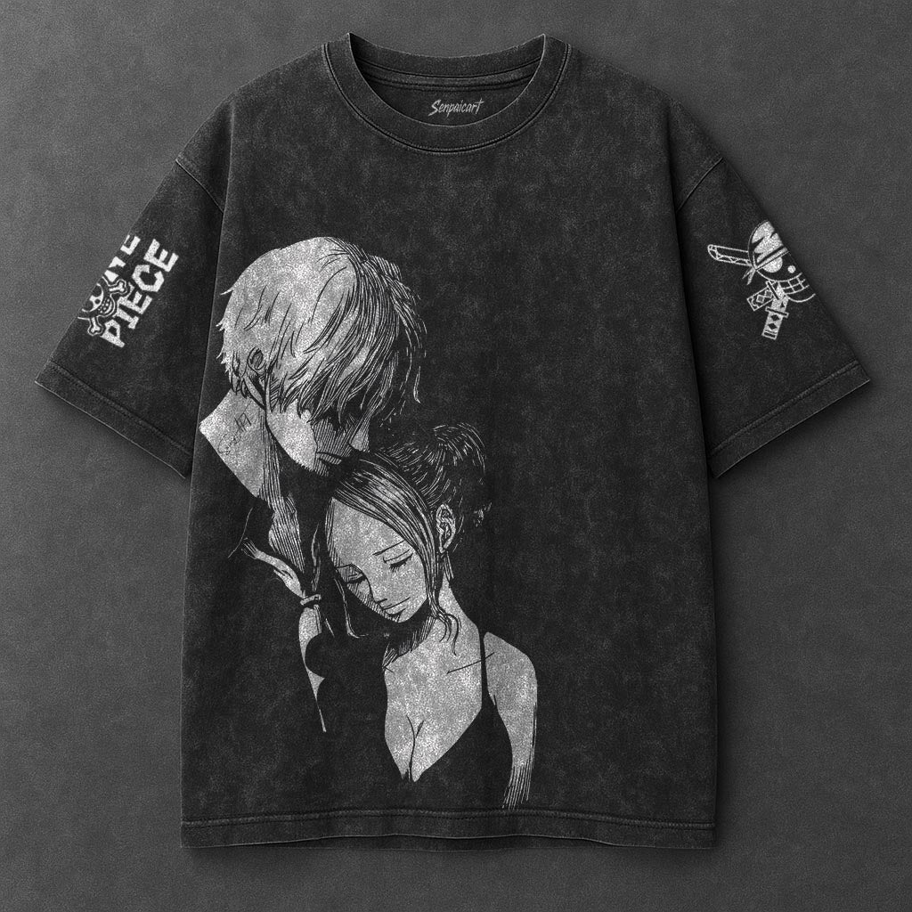 One Piece Oversized Timeless Black Washed T-Shirt