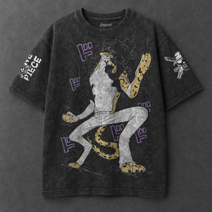 One Piece Oversized Signature Black Washed T-Shirt