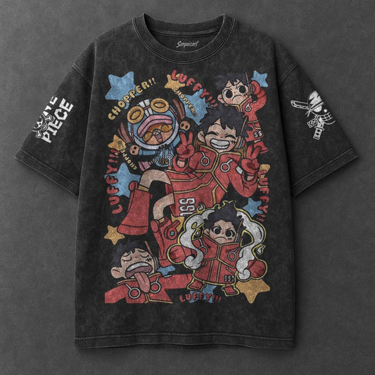 One Piece Oversized Modern Black Washed T-Shirt