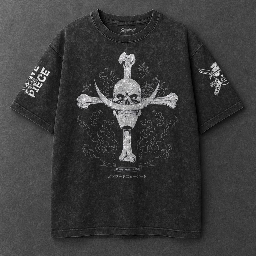One Piece Oversized Classic Black Washed T-Shirt