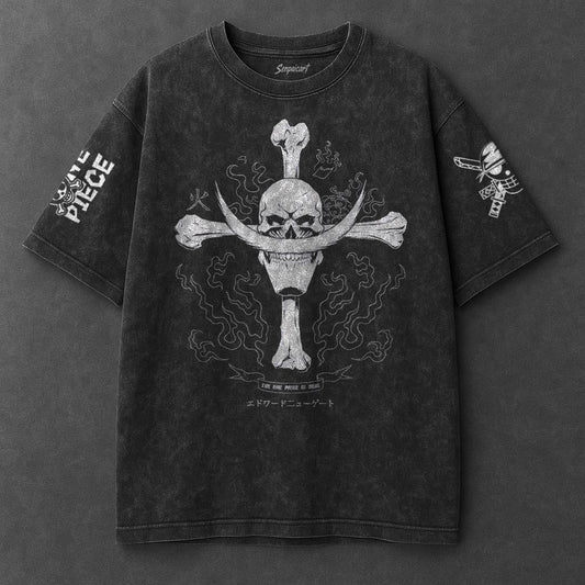 One Piece Oversized Classic Black Washed T-Shirt