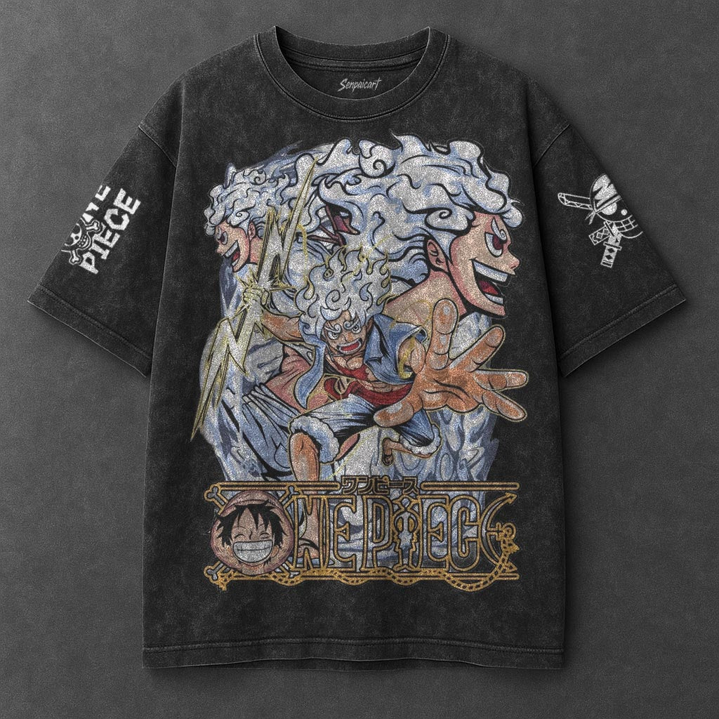 One Piece Oversized Bold Black Washed T-Shirt