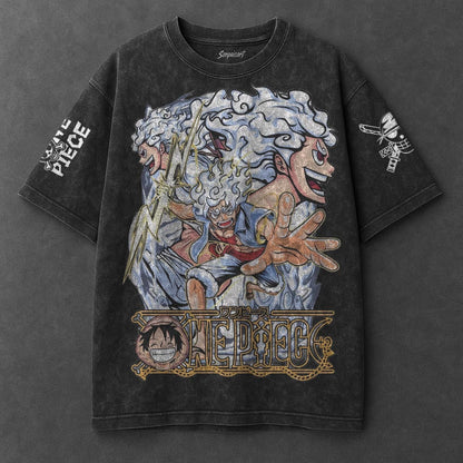 One Piece Oversized Bold Black Washed T-Shirt