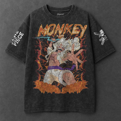 One Piece Oversized Refined Black Washed T-Shirt