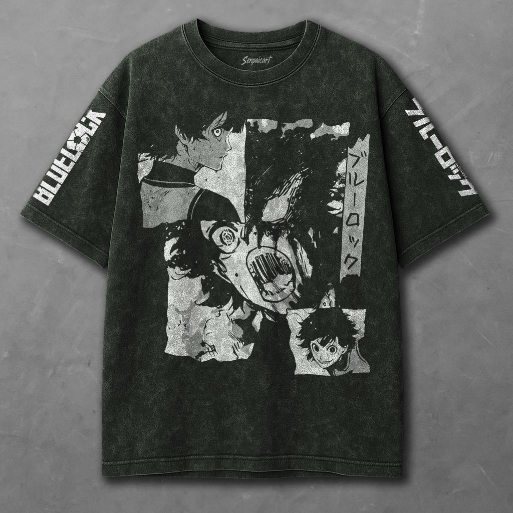 Blue Lock Elongated Green Washed T-shirt