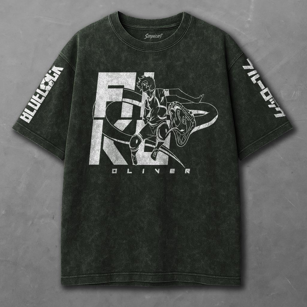 Blue Lock Spacious Green Washed T-shirt