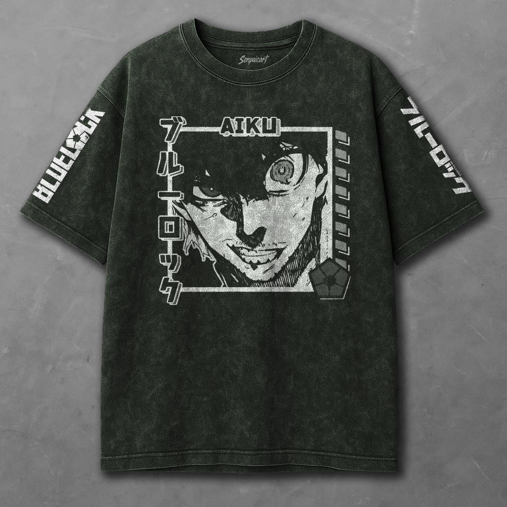Blue Lock Billowy Green Washed T-shirt