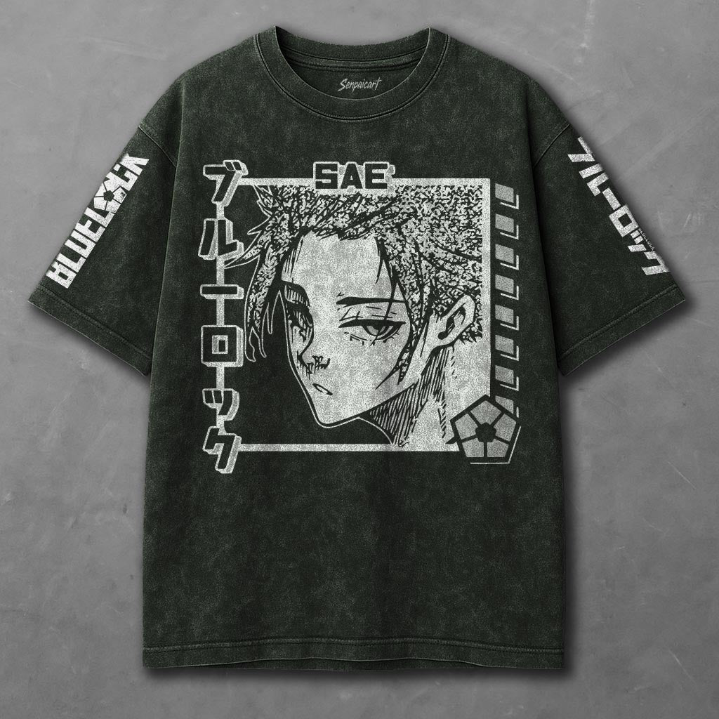 Blue Lock Oversized Green Washed T-shirt