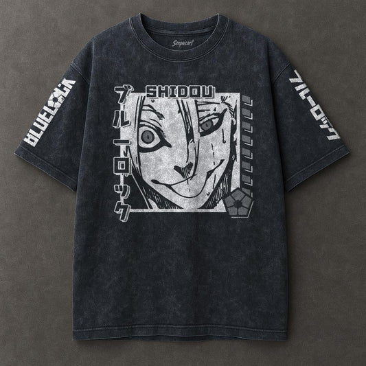 Blue Lock Oversized Blue Washed T-shirt