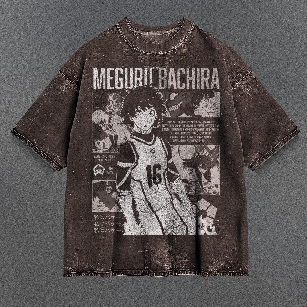 Blue Lock Elongated Brown Washed T-shirt