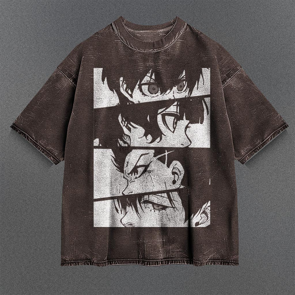 Blue Lock Drapey Brown Washed T-shirt
