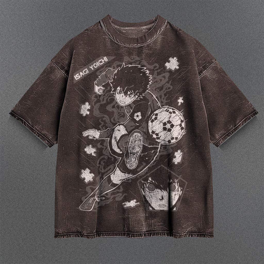 Blue Lock Spacious Brown Washed T-shirt