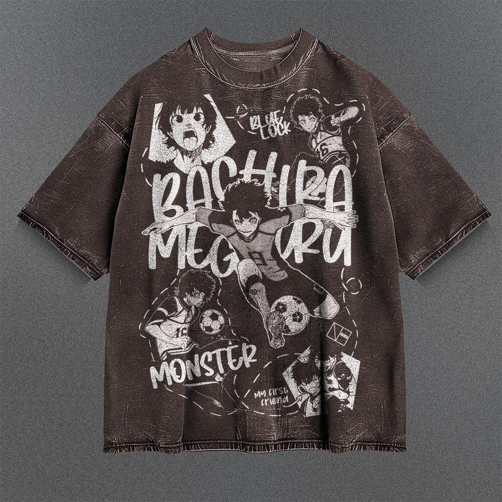 Blue Lock Flowy Brown Washed T-shirt