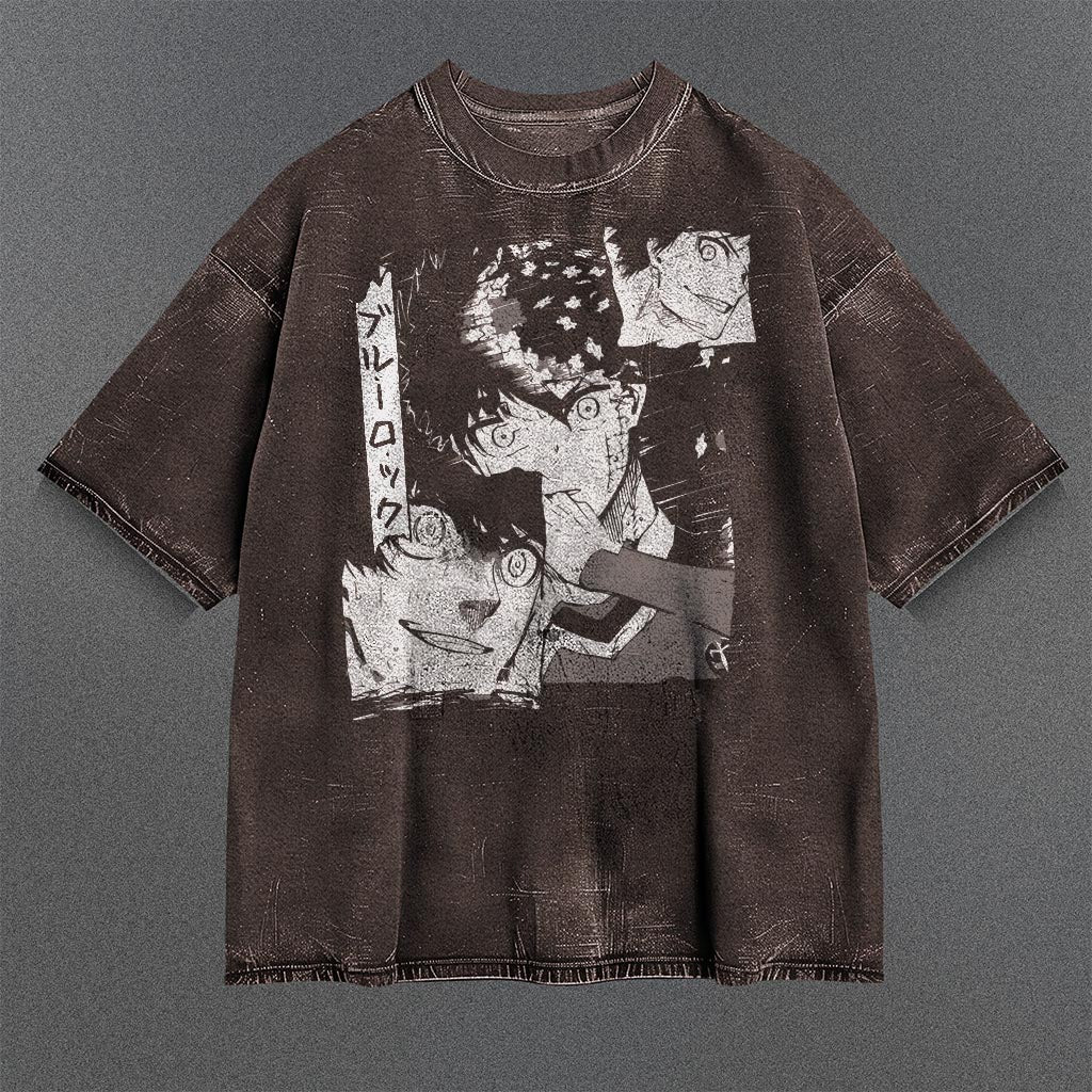 Blue Lock Casual Brown Washed T-shirt