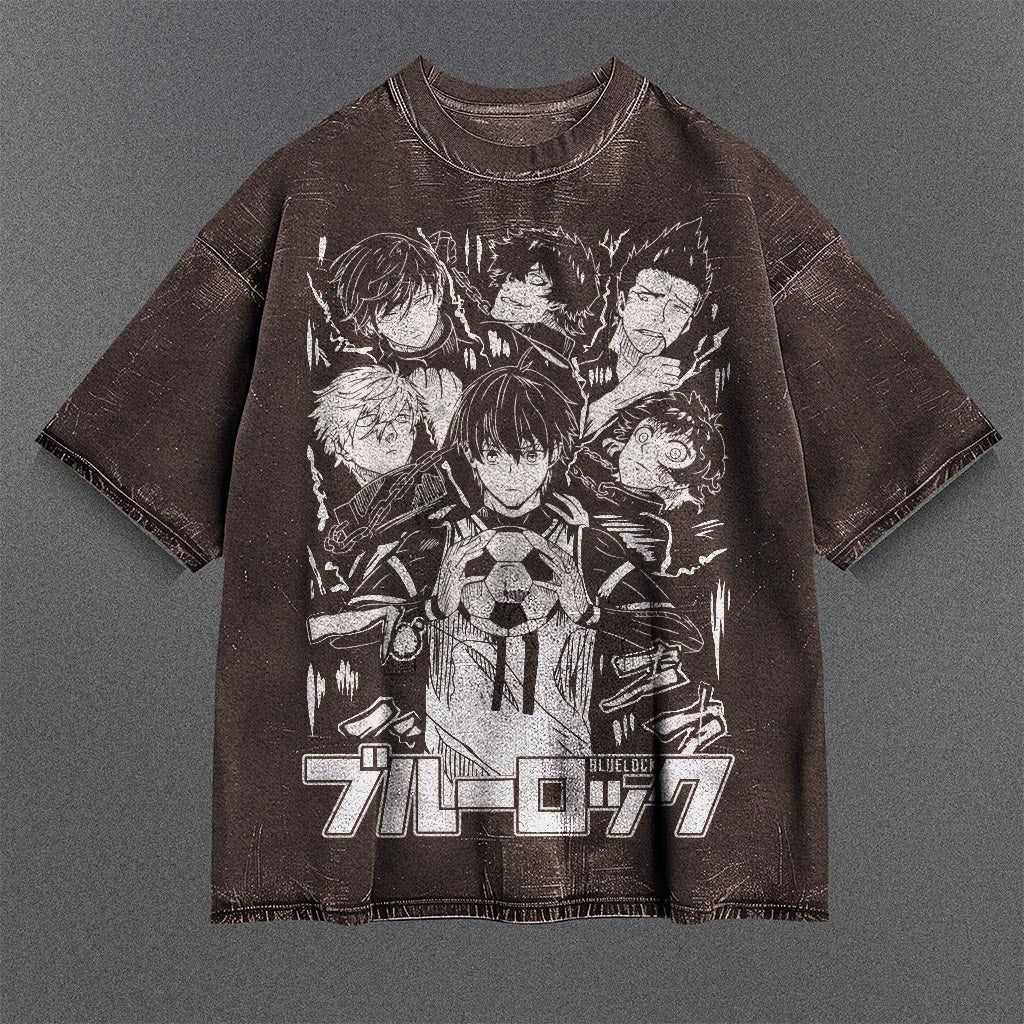 Blue Lock Loose Brown Washed T-shirt