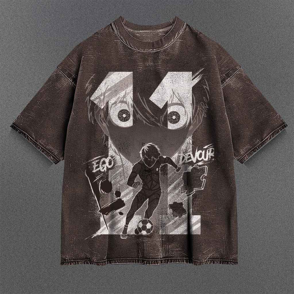 Blue Lock Tunic-like Brown Washed T-shirt