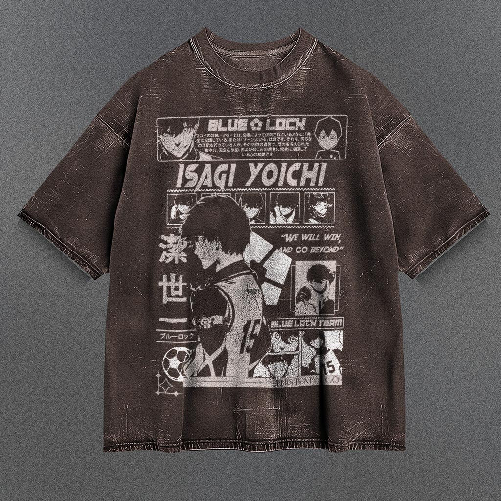 Blue Lock Roomy Brown Washed T-shirt