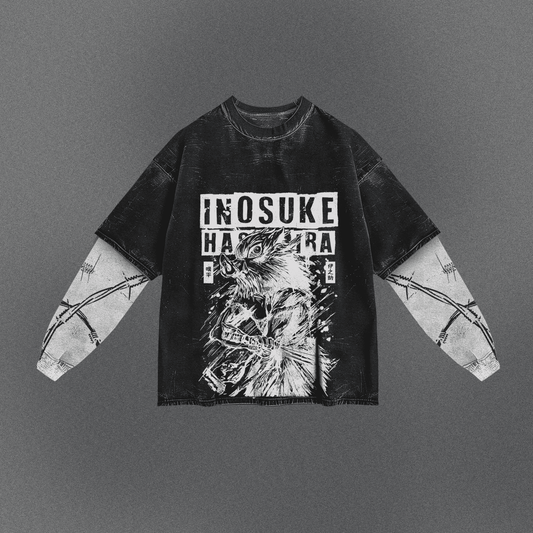 Demon Slayer Patterned Double Sleeve T-shirt