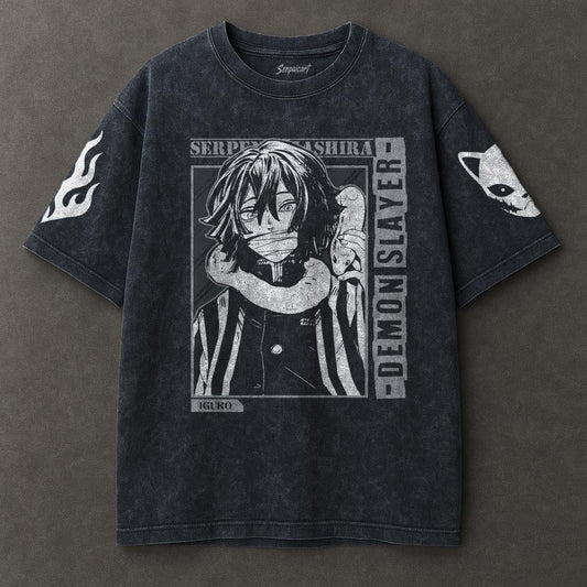 Demon Slayer Roomy Blue Washed T-shirt