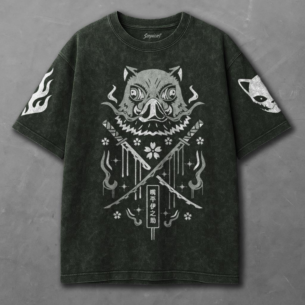 Demon Slayer Elongated Green Washed T-Shirt