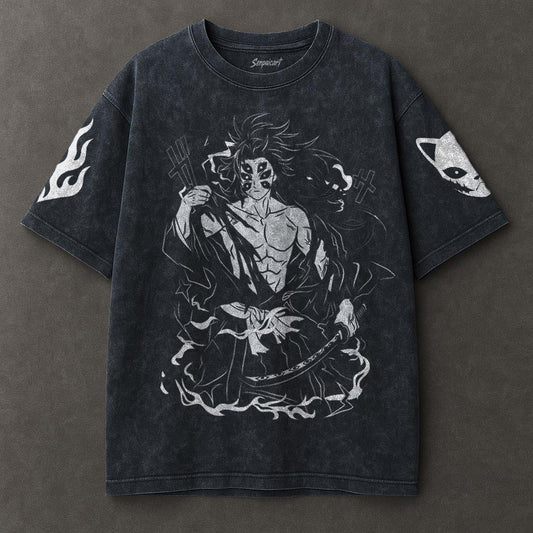 Demon Slayer Comfy Blue Washed T-shirt