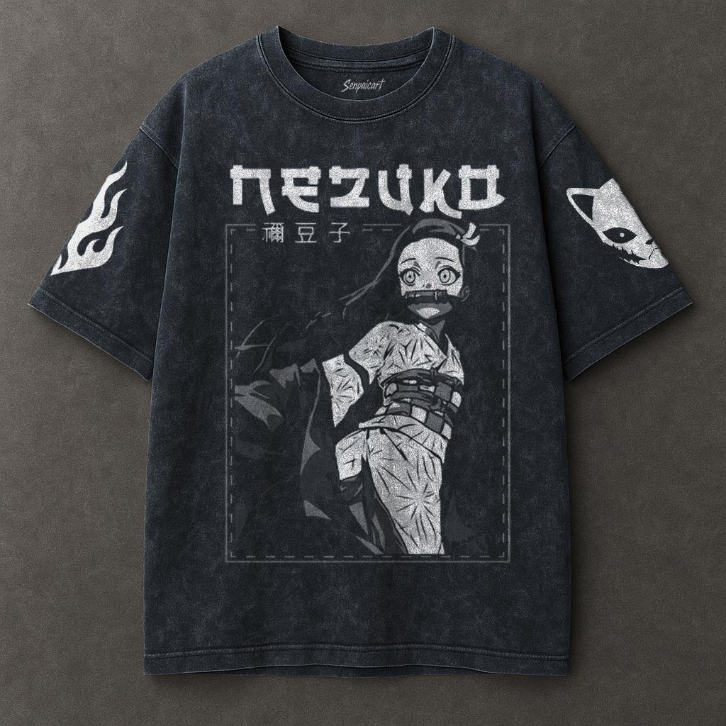 Demon Slayer Slouchy Blue Washed T-shirt