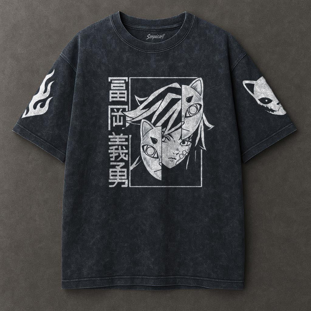 Demon Slayer Loose Blue Washed T-shirt