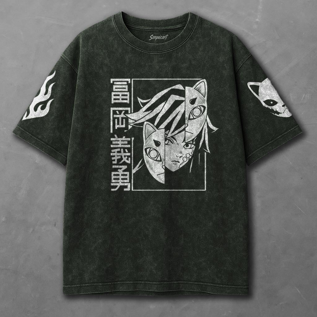 Demon Slayer Tunic-like Green Washed T-Shirt