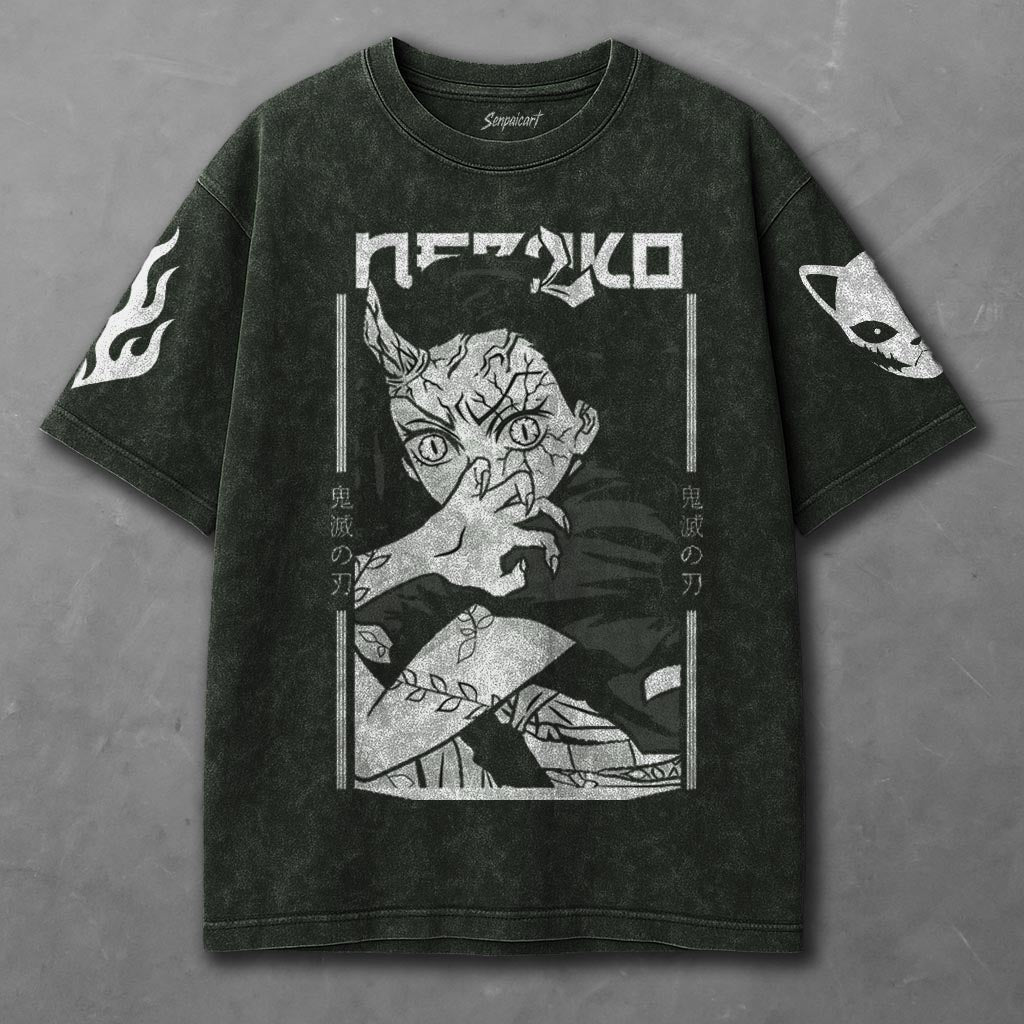 Demon Slayer Breezy Green Washed T-Shirt