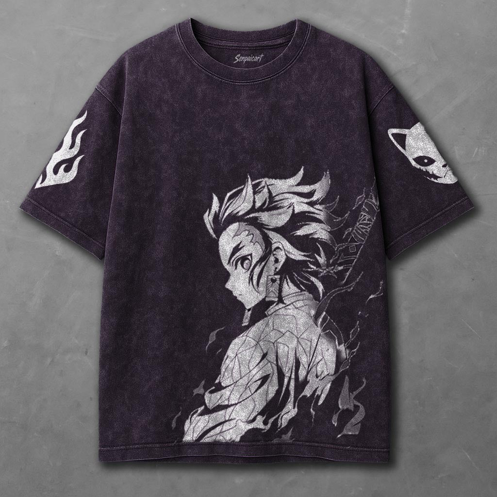 Demon Slayer Oversized Violet Washed T-shirt