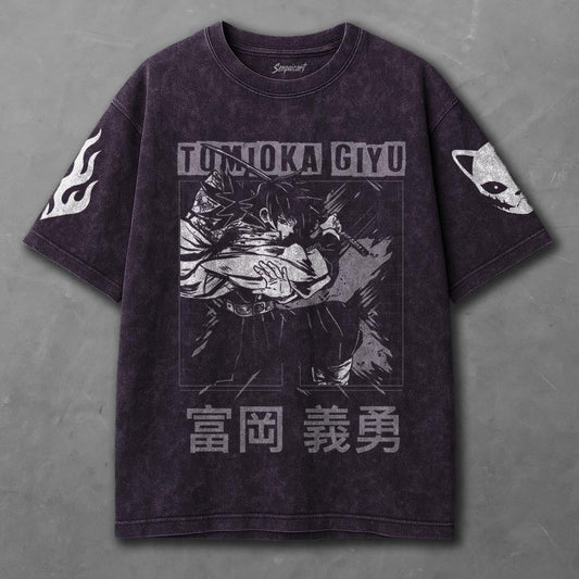Demon Slayer Roomy Violet Washed T-shirt
