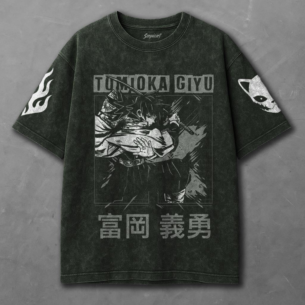 Demon Slayer Casual Green Washed T-Shirt