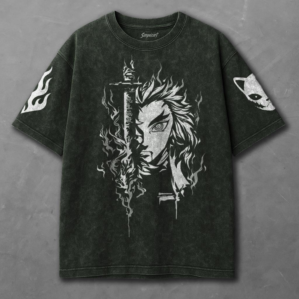 Demon Slayer Relaxed Green Washed T-Shirt