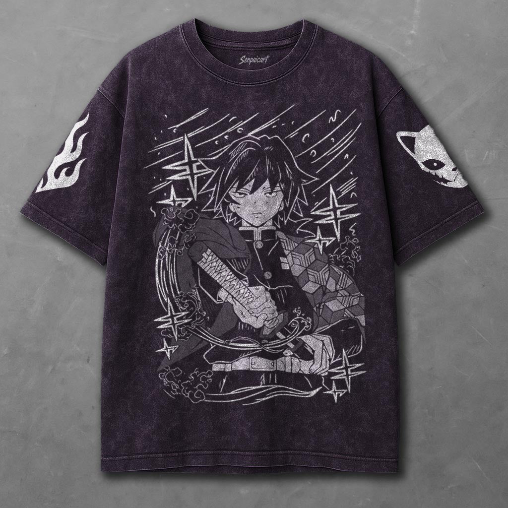 Demon Slayer Loose Violet Washed T-shirt