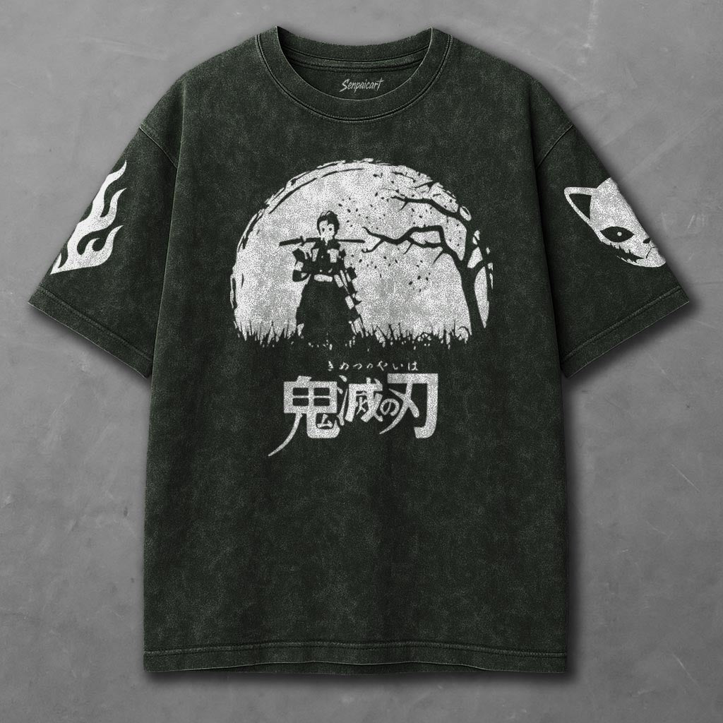 Demon Slayer Airy Green Washed T-Shirt