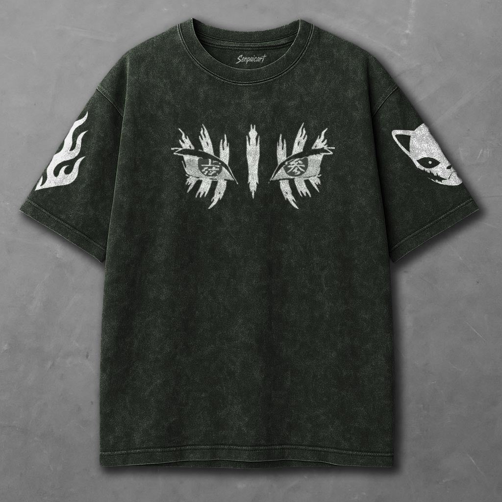 Demon Slayer Spacious Green Washed T-Shirt