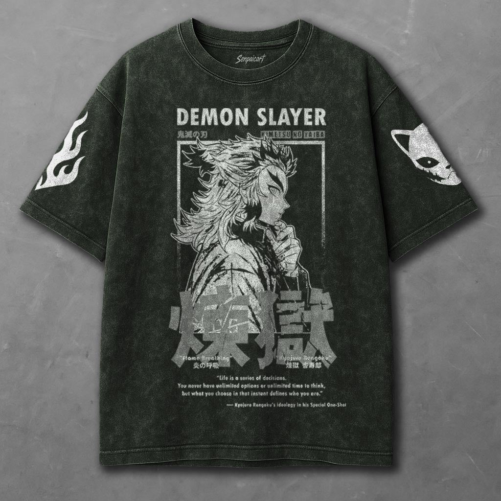 Demon Slayer Slouchy Green Washed T-Shirt