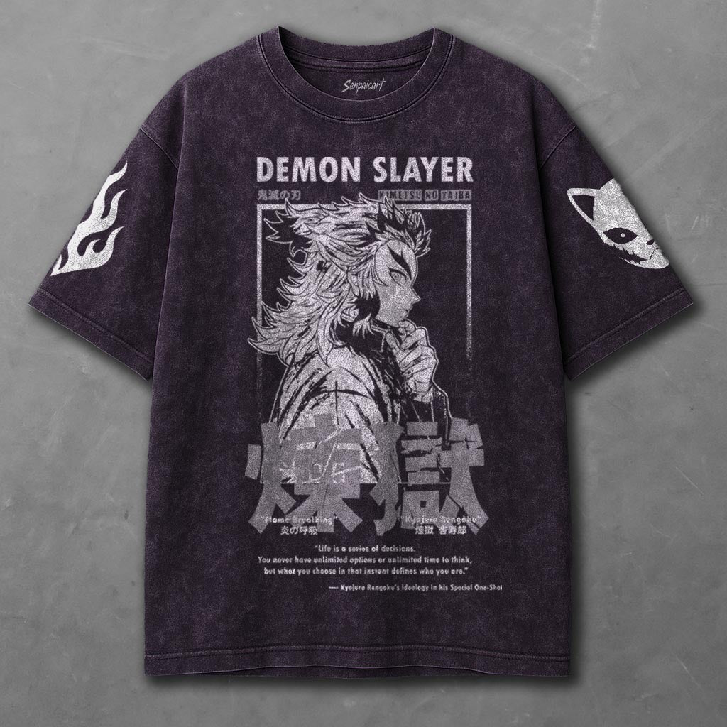 Demon Slayer Flowy Violet Washed T-shirt