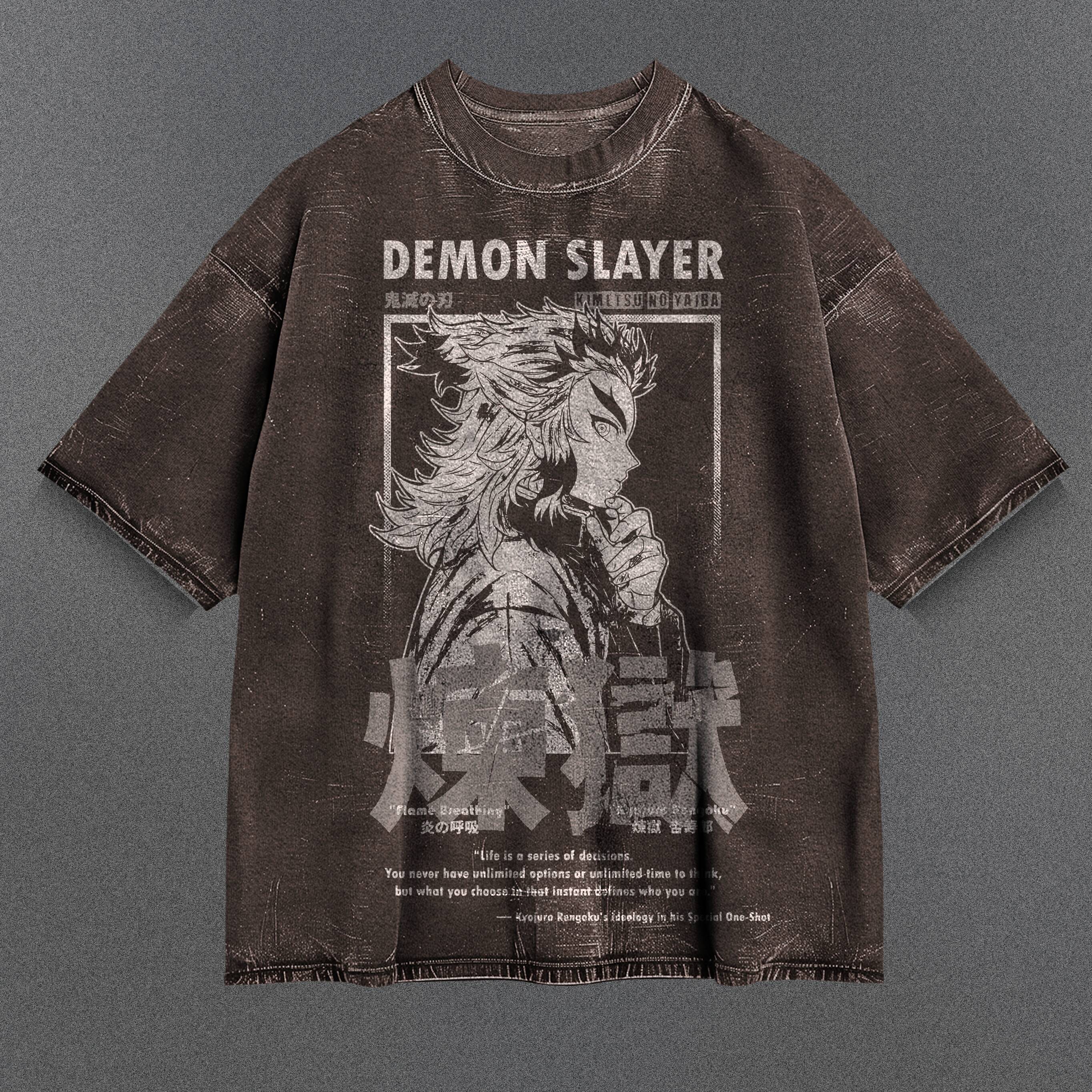 Demon Slayer Tunic-like Brown Washed T-Shirt