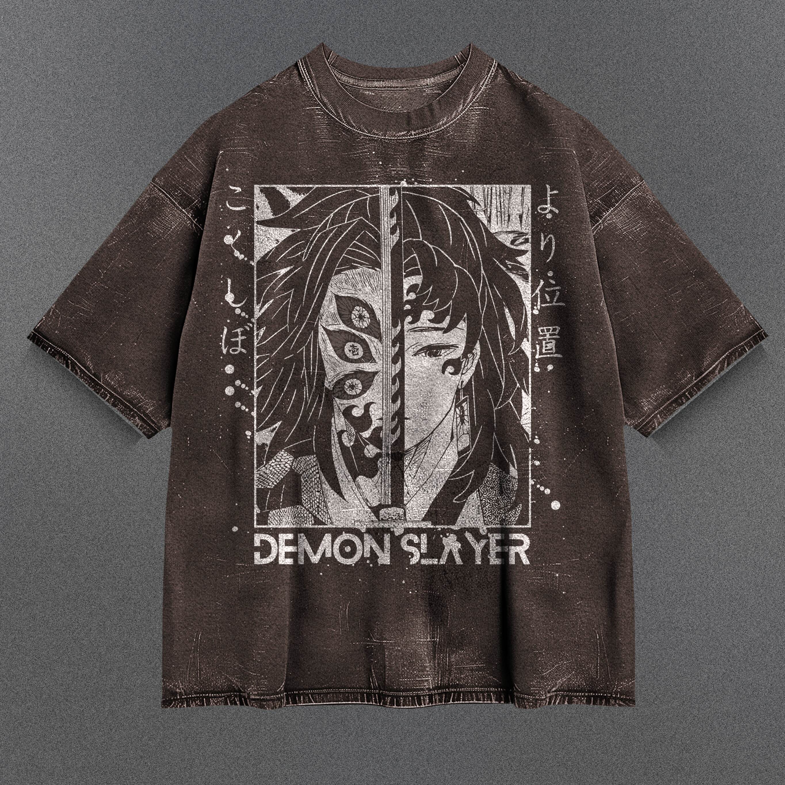 Demon Slayer Laid-back Brown Washed T-Shirt