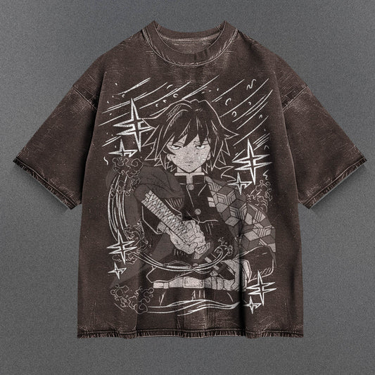 Demon Slayer Unfitted Brown Washed T-Shirt