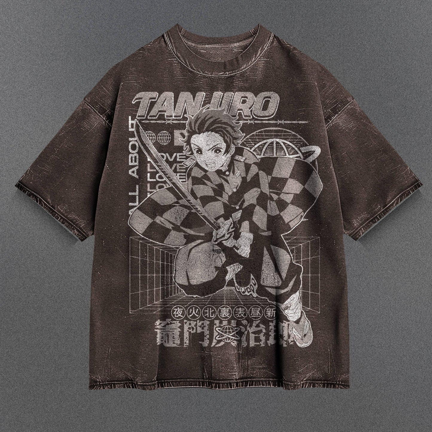 Demon Slayer Sleek Brown Washed T-Shirt