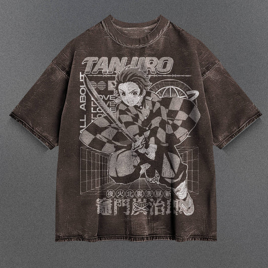 Demon Slayer Sleek Brown Washed T-Shirt