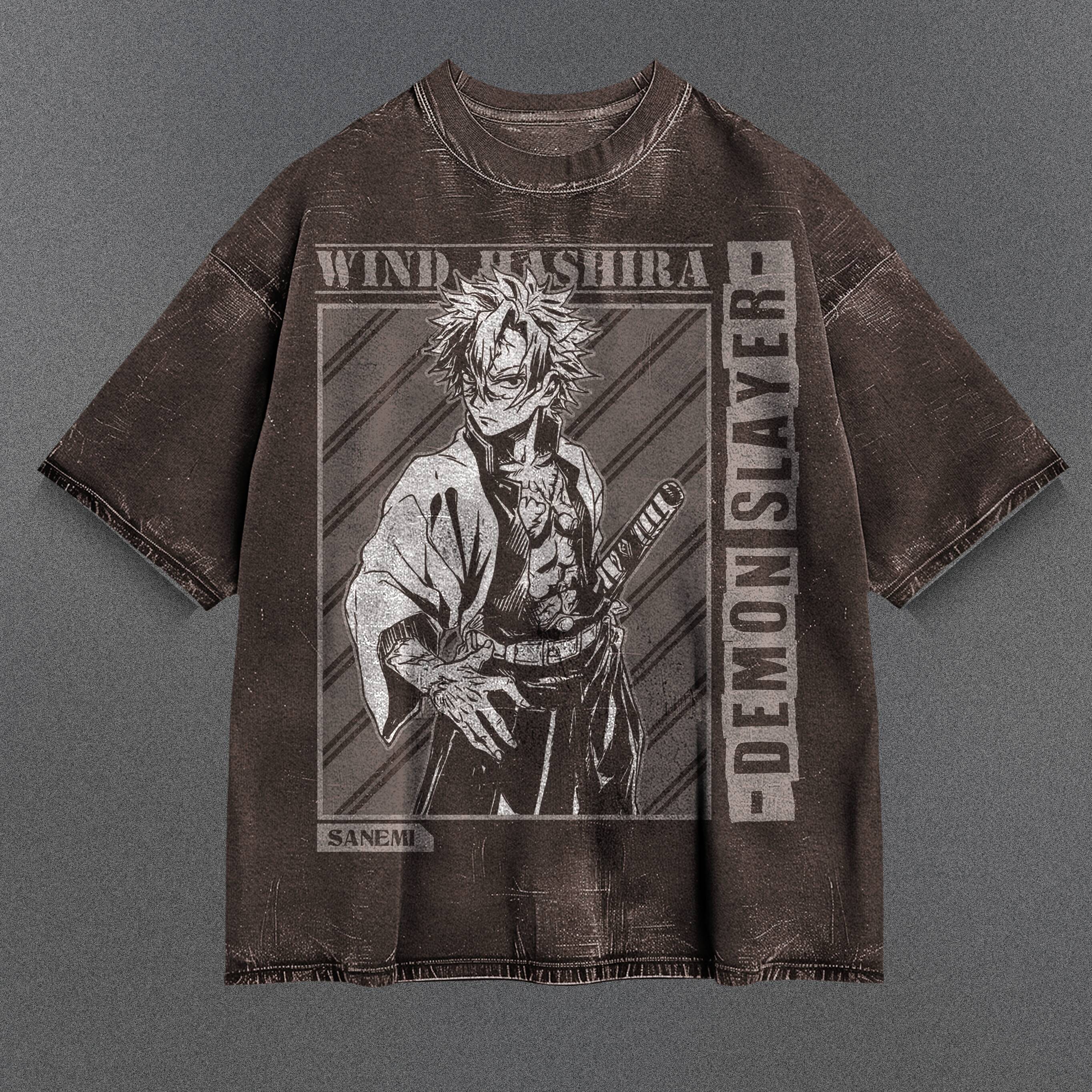 Demon Slayer Slouchy Brown Washed T-Shirt