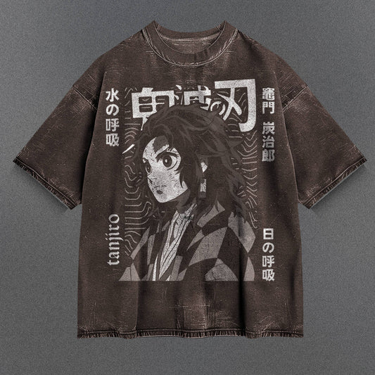 Demon Slayer Versatile Brown Washed T-Shirt