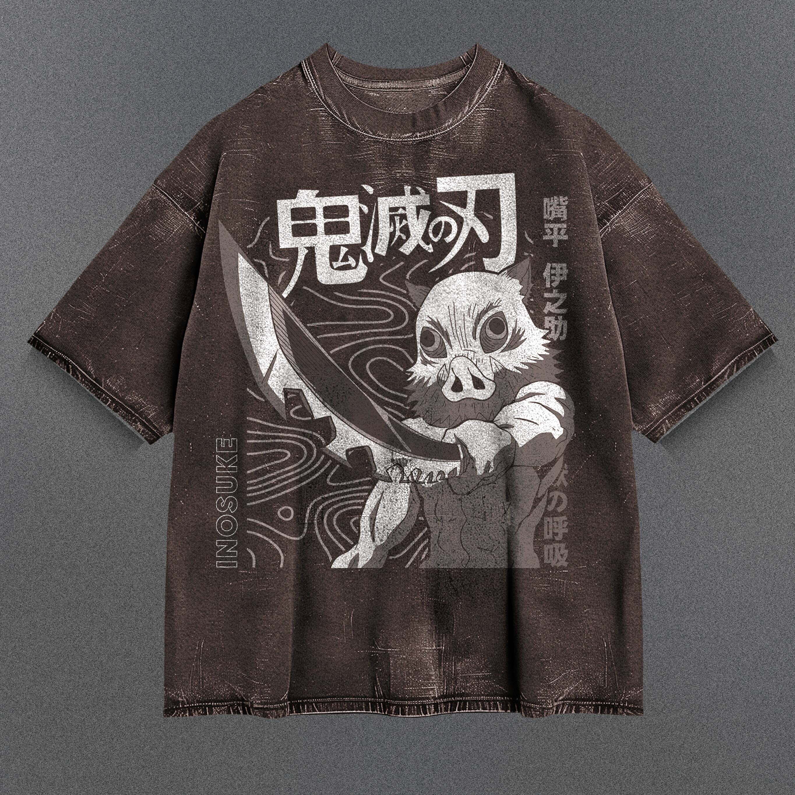 Demon Slayer Drapey Brown Washed T-Shirt