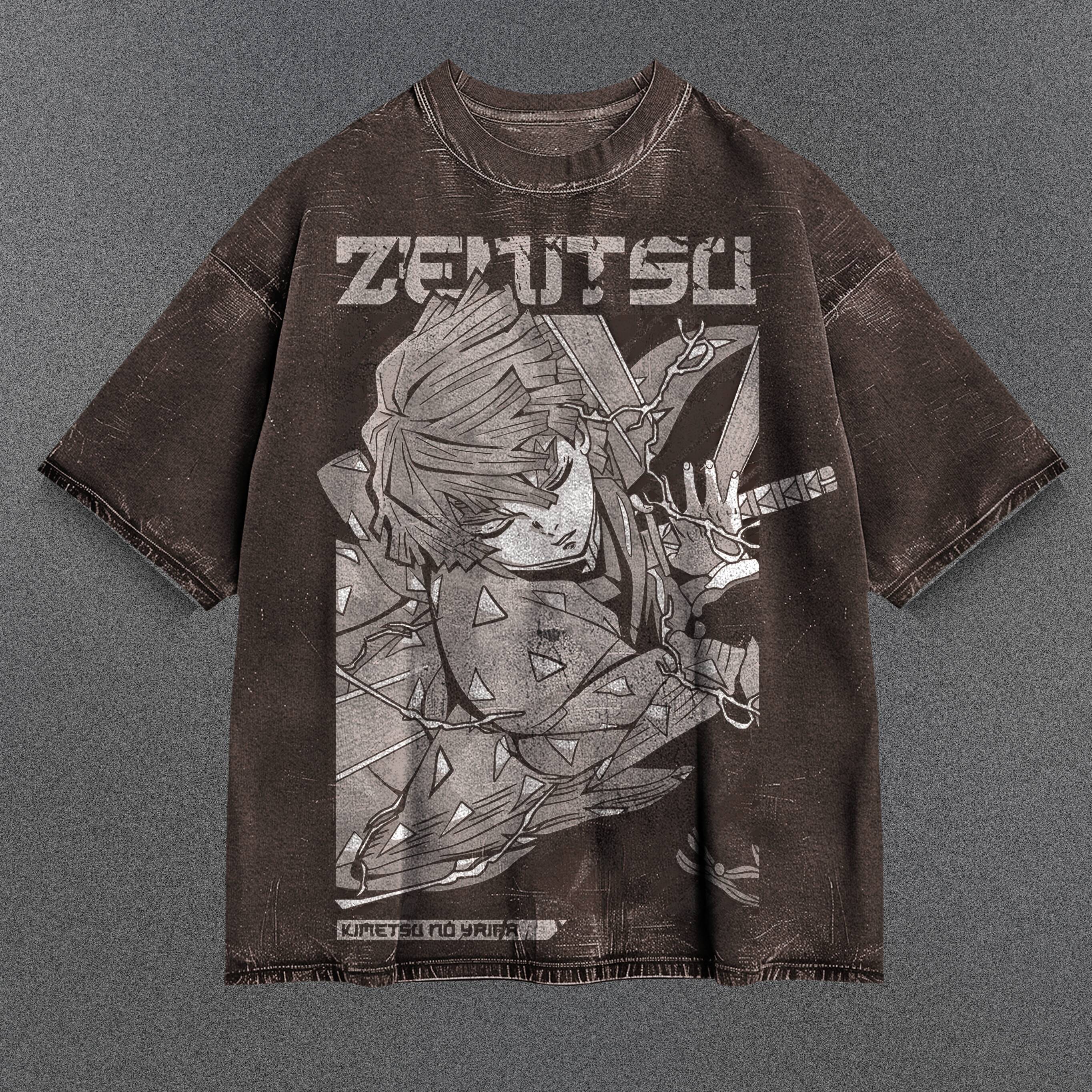 Demon Slayer Elongated Brown Washed T-Shirt